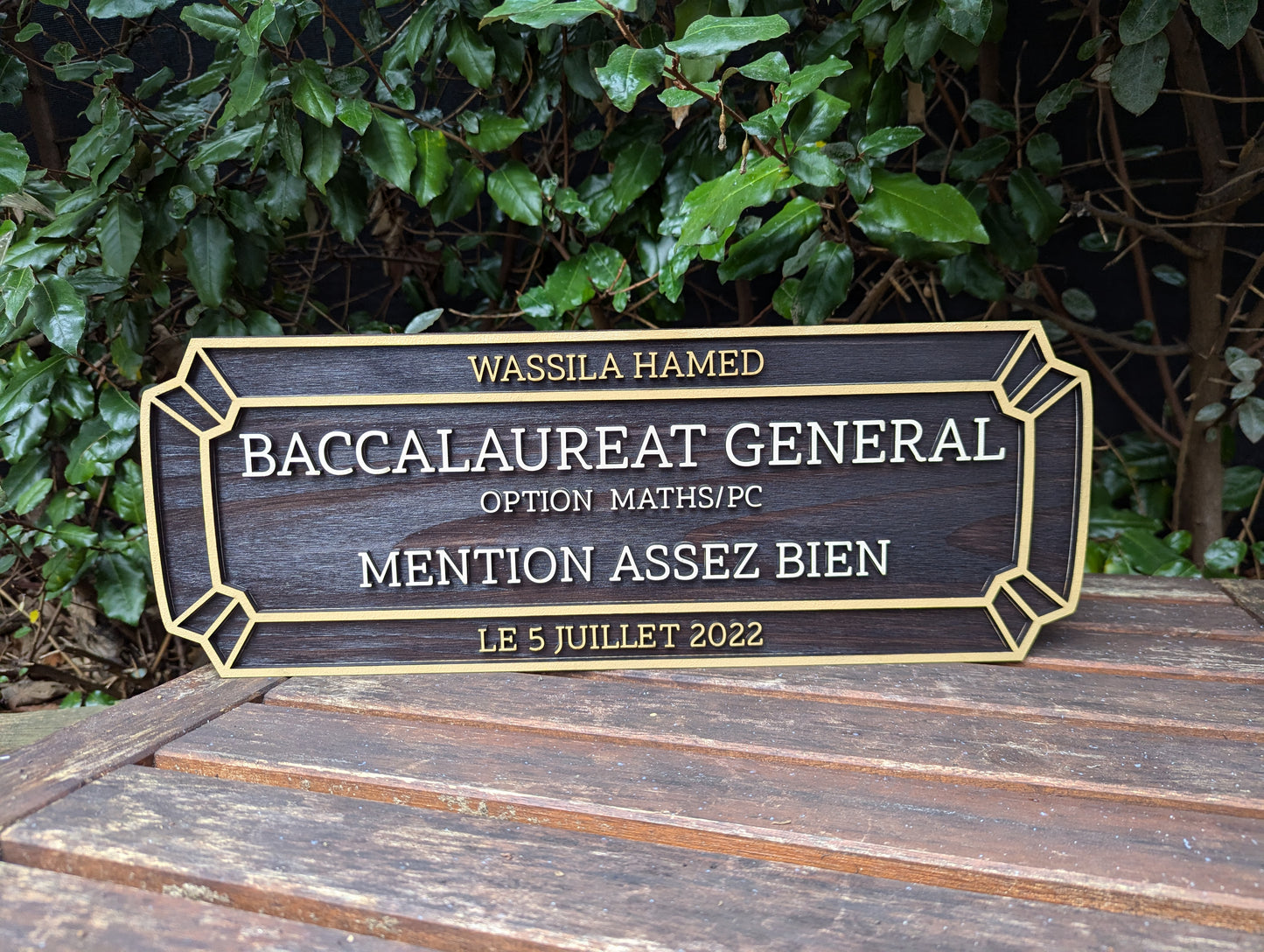 Personalized plaque for wedding/diploma/job etc... on solid wood