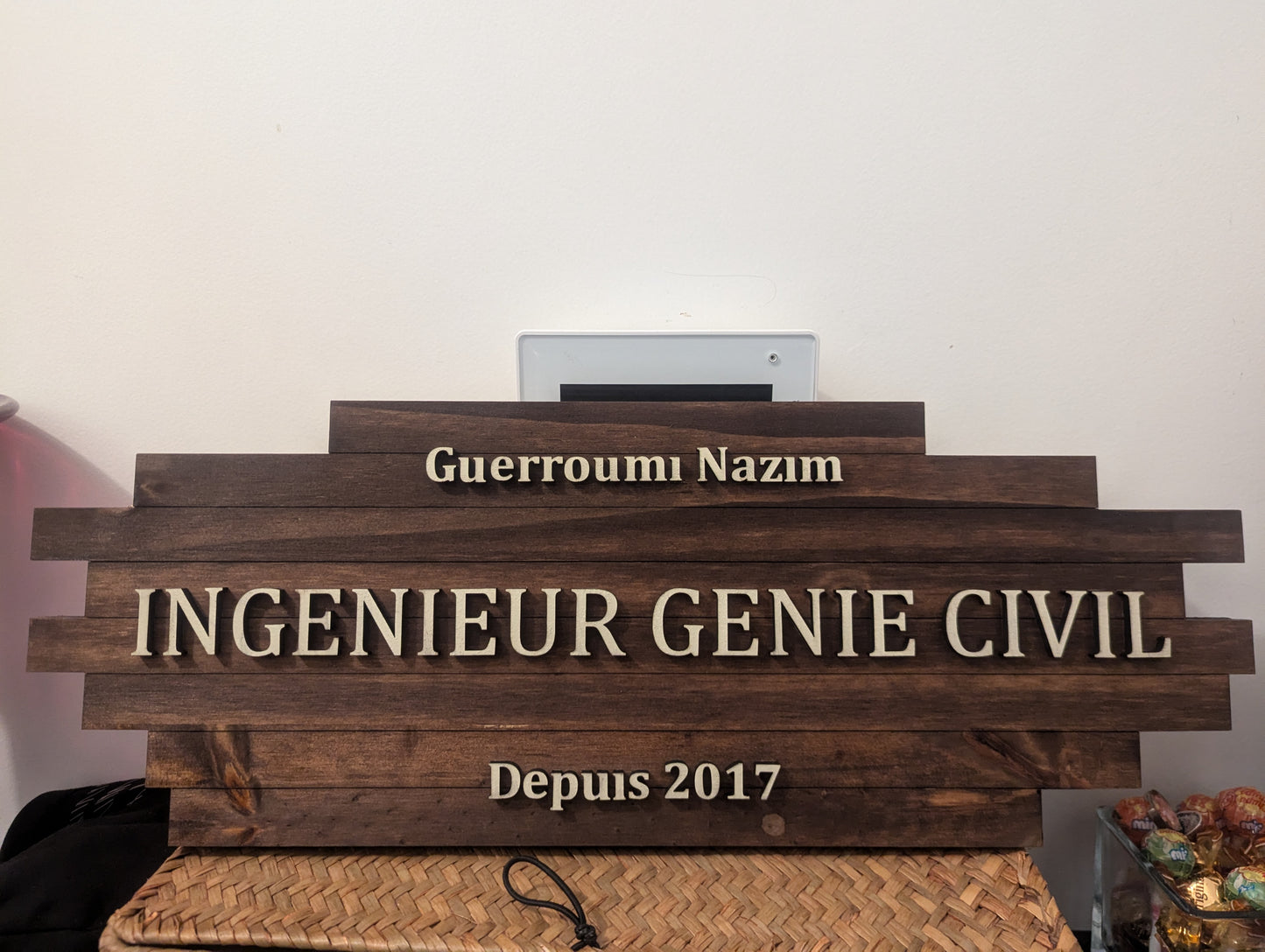 Personalized plaque for wedding/diploma/job etc... on solid wood