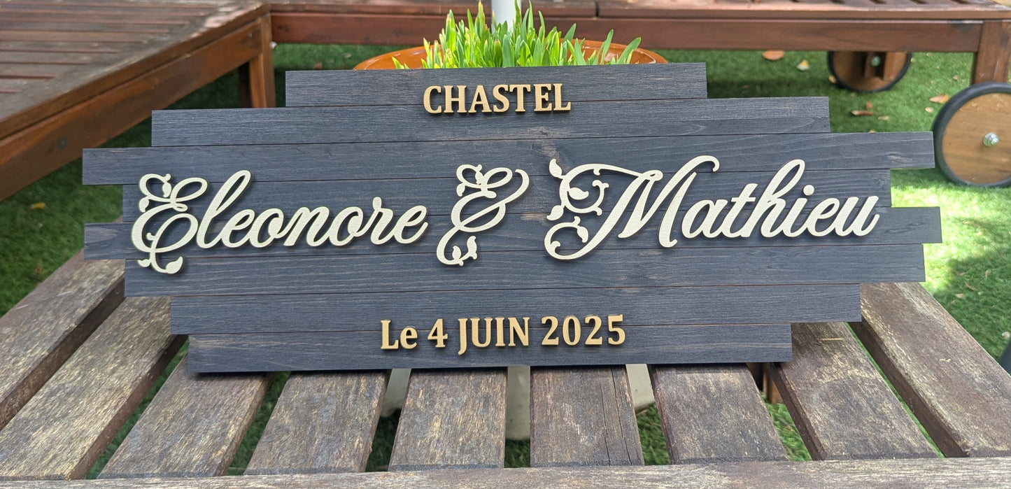 Plaque personnalisée de mariage – Modèle CHASTEL